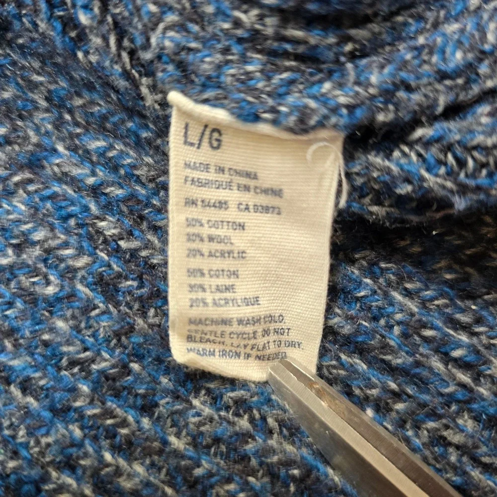 American‎ Eagle Shawl Collar Sweater Mens Large Blue Speckled Athletic Fit